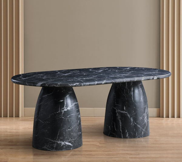 Meridian Furniture Cosenza Art Deco Concrete Dining Table Seats Eight to Ten Indoors or Outdoors Black 78 inches 702Black-T