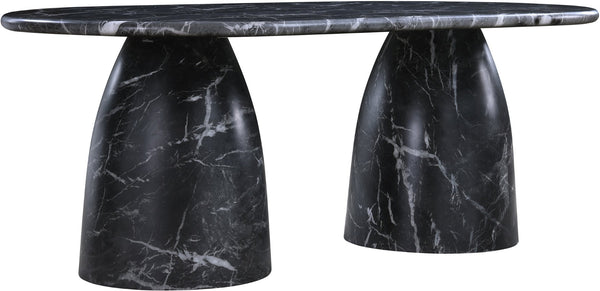 Meridian Furniture Cosenza Art Deco Concrete Dining Table Seats Eight to Ten Indoors or Outdoors Black 78 inches 702Black-T