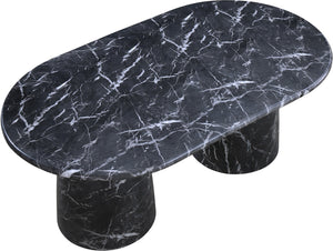 Meridian Furniture Cosenza Art Deco Concrete Dining Table Seats Eight to Ten Indoors or Outdoors Black 78 inches 702Black-T