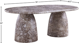 Meridian Furniture Cosenza Art Deco Concrete Dining Table Seats Eight to Ten Indoors or Outdoors Brown 78 inches 702Brown-T