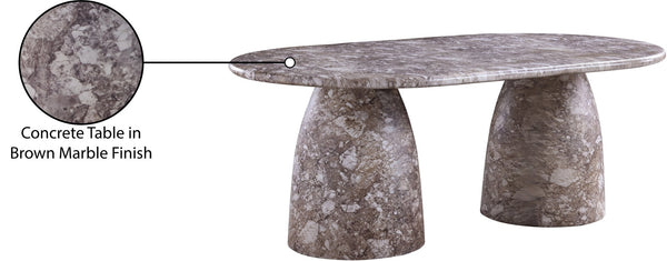 Meridian Furniture Cosenza Art Deco Concrete Dining Table Seats Eight to Ten Indoors or Outdoors Brown 78 inches 702Brown-T