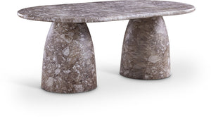 Meridian Furniture Cosenza Art Deco Concrete Dining Table Seats Eight to Ten Indoors or Outdoors Brown 78 inches 702Brown-T