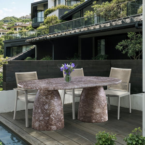 Meridian Furniture Cosenza Art Deco Concrete Dining Table Seats Eight to Ten Indoors or Outdoors Brown 78 inches 702Brown-T