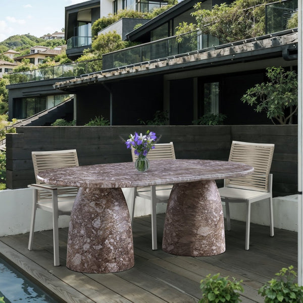 Meridian Furniture Cosenza Art Deco Concrete Dining Table Seats Eight to Ten Indoors or Outdoors Brown 78 inches 702Brown-T