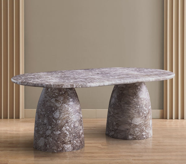 Meridian Furniture Cosenza Art Deco Concrete Dining Table Seats Eight to Ten Indoors or Outdoors Brown 78 inches 702Brown-T