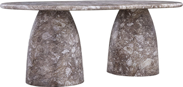 Meridian Furniture Cosenza Art Deco Concrete Dining Table Seats Eight to Ten Indoors or Outdoors Brown 78 inches 702Brown-T