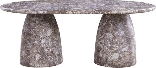 Meridian Furniture Cosenza Art Deco Concrete Dining Table Seats Eight to Ten Indoors or Outdoors Brown 78 inches 702Brown-T