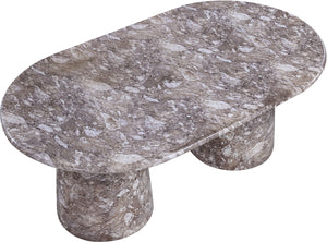 Meridian Furniture Cosenza Art Deco Concrete Dining Table Seats Eight to Ten Indoors or Outdoors Brown 78 inches 702Brown-T