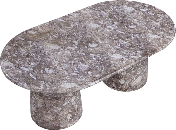 Meridian Furniture Cosenza Art Deco Concrete Dining Table Seats Eight to Ten Indoors or Outdoors Brown 78 inches 702Brown-T
