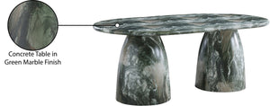 Meridian Furniture Cosenza Art Deco Concrete Dining Table Seats Eight to Ten Indoors or Outdoors Green 78 inches 702Green-T