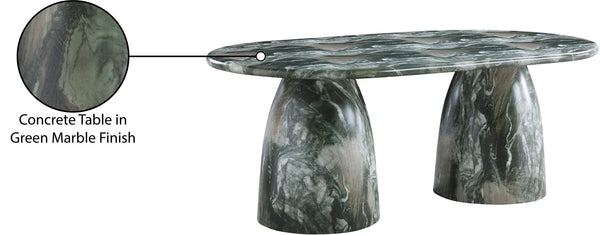 Meridian Furniture Cosenza Art Deco Concrete Dining Table Seats Eight to Ten Indoors or Outdoors Green 78 inches 702Green-T