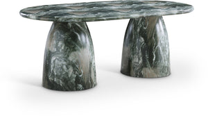 Meridian Furniture Cosenza Art Deco Concrete Dining Table Seats Eight to Ten Indoors or Outdoors Green 78 inches 702Green-T