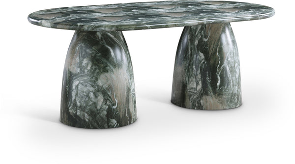 Meridian Furniture Cosenza Art Deco Concrete Dining Table Seats Eight to Ten Indoors or Outdoors Green 78 inches 702Green-T