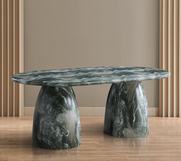 Meridian Furniture Cosenza Art Deco Concrete Dining Table Seats Eight to Ten Indoors or Outdoors Green 78 inches 702Green-T