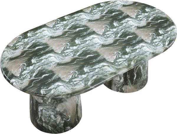 Meridian Furniture Cosenza Art Deco Concrete Dining Table Seats Eight to Ten Indoors or Outdoors Green 78 inches 702Green-T