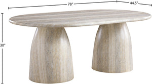 Meridian Furniture Cosenza Art Deco Concrete Dining Table Seats Eight to Ten Indoors or Outdoors Natural 78 inches 702Travertine-T