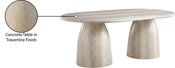 Meridian Furniture Cosenza Art Deco Concrete Dining Table Seats Eight to Ten Indoors or Outdoors Natural 78 inches 702Travertine-T