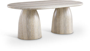 Meridian Furniture Cosenza Art Deco Concrete Dining Table Seats Eight to Ten Indoors or Outdoors Natural 78 inches 702Travertine-T