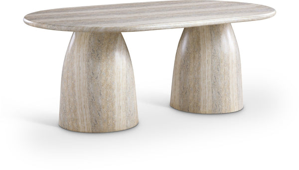 Meridian Furniture Cosenza Art Deco Concrete Dining Table Seats Eight to Ten Indoors or Outdoors Natural 78 inches 702Travertine-T