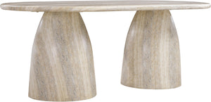 Meridian Furniture Cosenza Art Deco Concrete Dining Table Seats Eight to Ten Indoors or Outdoors Natural 78 inches 702Travertine-T