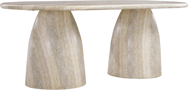 Meridian Furniture Cosenza Art Deco Concrete Dining Table Seats Eight to Ten Indoors or Outdoors Natural 78 inches 702Travertine-T