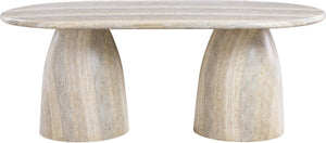 Meridian Furniture Cosenza Art Deco Concrete Dining Table Seats Eight to Ten Indoors or Outdoors Natural 78 inches 702Travertine-T