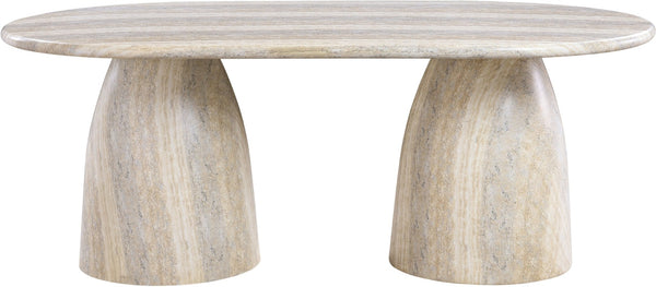 Meridian Furniture Cosenza Art Deco Concrete Dining Table Seats Eight to Ten Indoors or Outdoors Natural 78 inches 702Travertine-T