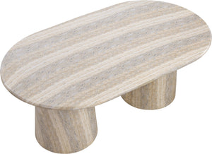 Meridian Furniture Cosenza Art Deco Concrete Dining Table Seats Eight to Ten Indoors or Outdoors Natural 78 inches 702Travertine-T