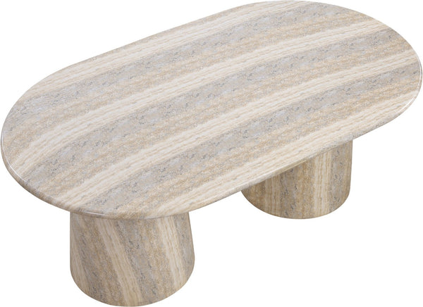 Meridian Furniture Cosenza Art Deco Concrete Dining Table Seats Eight to Ten Indoors or Outdoors Natural 78 inches 702Travertine-T