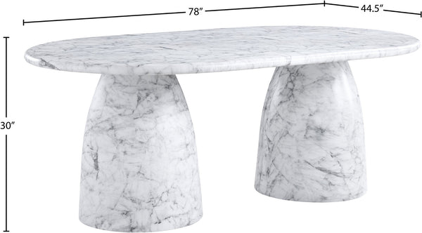 Meridian Furniture Cosenza Art Deco Concrete Dining Table Seats Eight to Ten Indoors or Outdoors White 78 inches 702White-T