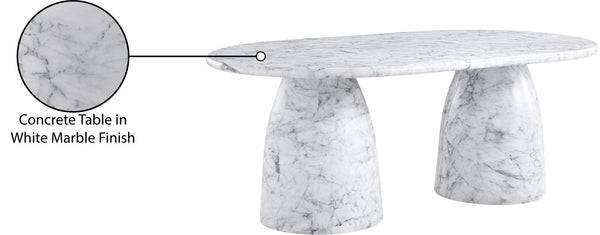 Meridian Furniture Cosenza Art Deco Concrete Dining Table Seats Eight to Ten Indoors or Outdoors White 78 inches 702White-T