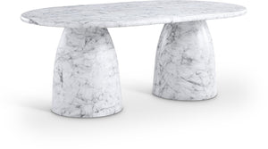 Meridian Furniture Cosenza Art Deco Concrete Dining Table Seats Eight to Ten Indoors or Outdoors White 78 inches 702White-T