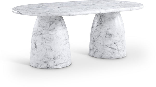 Meridian Furniture Cosenza Art Deco Concrete Dining Table Seats Eight to Ten Indoors or Outdoors White 78 inches 702White-T