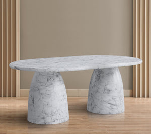 Meridian Furniture Cosenza Art Deco Concrete Dining Table Seats Eight to Ten Indoors or Outdoors White 78 inches 702White-T
