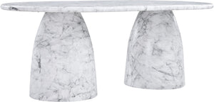 Meridian Furniture Cosenza Art Deco Concrete Dining Table Seats Eight to Ten Indoors or Outdoors White 78 inches 702White-T