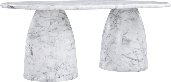Meridian Furniture Cosenza Art Deco Concrete Dining Table Seats Eight to Ten Indoors or Outdoors White 78 inches 702White-T