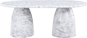 Meridian Furniture Cosenza Art Deco Concrete Dining Table Seats Eight to Ten Indoors or Outdoors White 78 inches 702White-T
