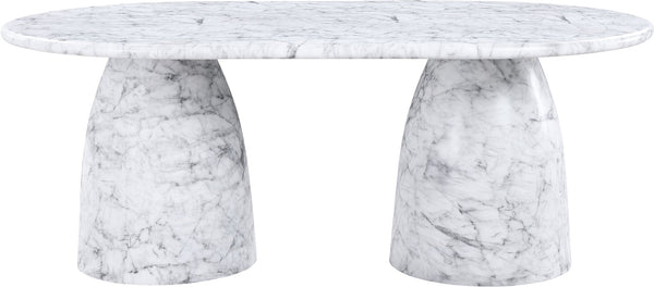 Meridian Furniture Cosenza Art Deco Concrete Dining Table Seats Eight to Ten Indoors or Outdoors White 78 inches 702White-T