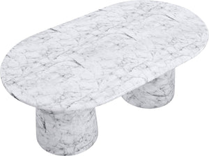 Meridian Furniture Cosenza Art Deco Concrete Dining Table Seats Eight to Ten Indoors or Outdoors White 78 inches 702White-T