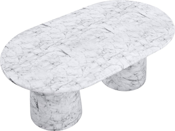 Meridian Furniture Cosenza Art Deco Concrete Dining Table Seats Eight to Ten Indoors or Outdoors White 78 inches 702White-T