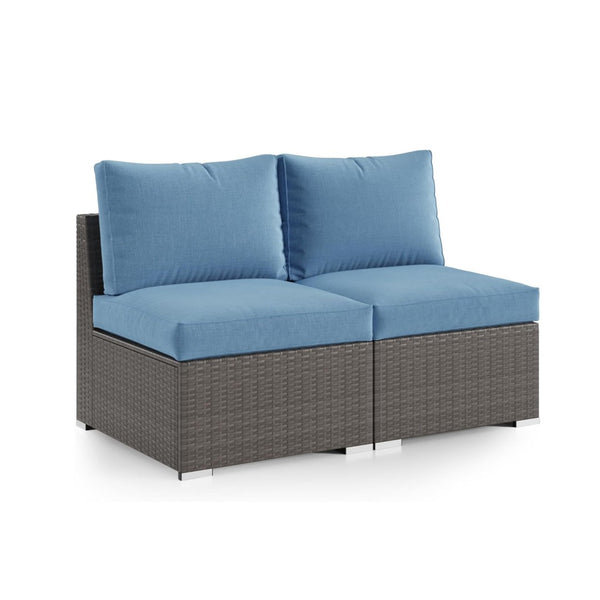 English Elm 59.8"width Outdoor Pe Rattan Modular Loveseat Set with Weather Resistant Cushions B082P455123