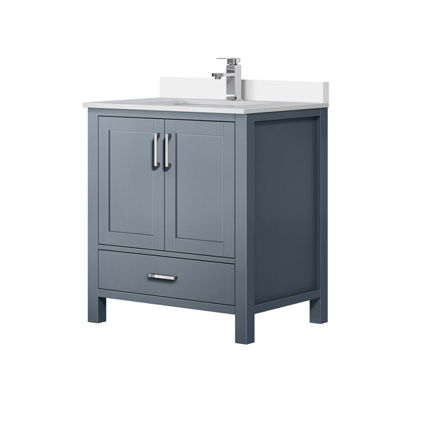 English Elm Dark Grey Bath Vanity With Cultured Marble Top & Faucet Set - Modern Design For Stylish Storage Solutions B2731P259002