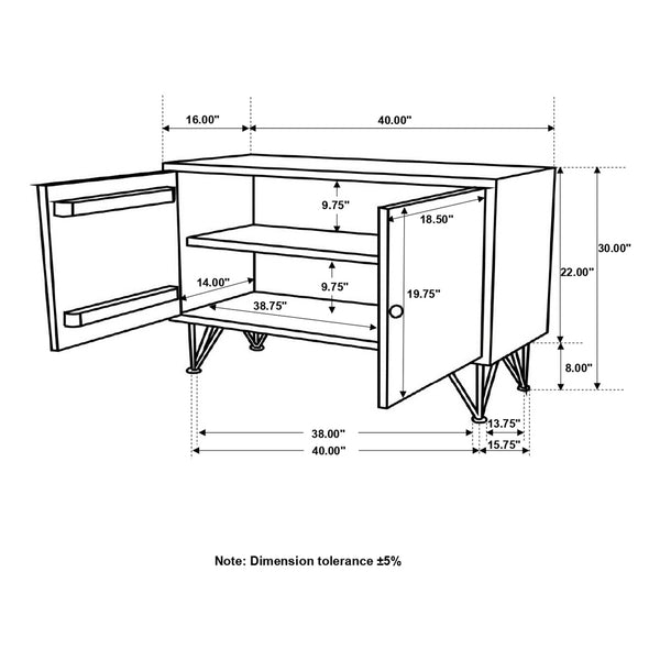 English Elm Komomo Sheesham Grey Buffet Cabinet with 1 Adjustable Shelf, Oatmeal Gold Accents & Dimmer Lighting B062P344888