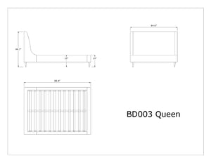 English Elm Queen Velvet Upholstered Bed Arched Headboard Mid Century Modern Bedroom Frame Black+Cream B365S00150