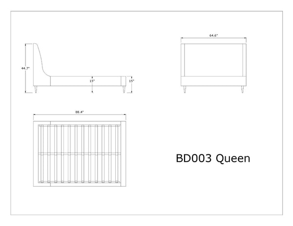 English Elm Queen Velvet Upholstered Bed Arched Headboard Mid Century Modern Bedroom Frame Black+Cream B365S00150