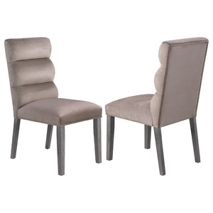 English Elm Highmore Stone Velvet Upholstered Dining Side Chair with Tufted Foam Back and Cool Gray Legs - Set of 2 taupe B062P299896