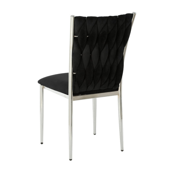 English Elm Modern Velvet Upholstered Dining Chairs Set of 2 with Electroplated Legs for Kitchen Black W210P301596