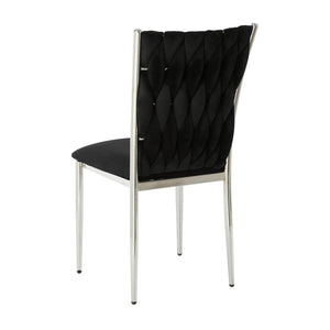 English Elm Modern Velvet Upholstered Dining Chairs Set of 2 with Electroplated Legs for Kitchen Black W210P301599