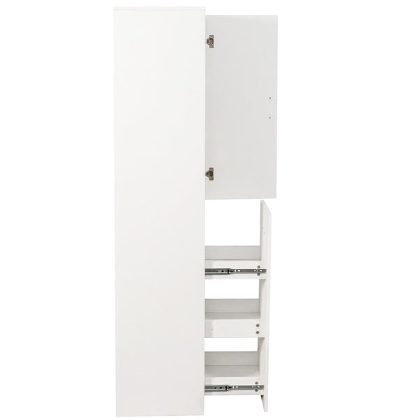 English Elm Kitchen Pantry Cabinet Freestanding Tall Storage with Pull Out Shelves Slim White Design W331P373803