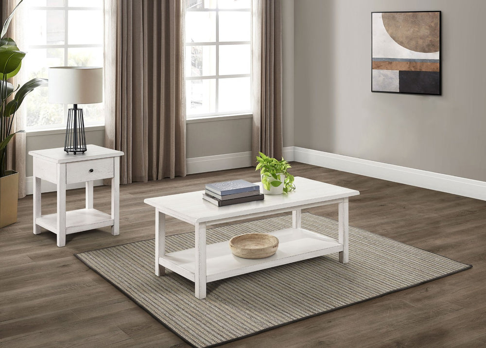English Elm Castleton Farmhouse 2 Piece Living Room Set with Shelf Storage and Drawer B062S01717